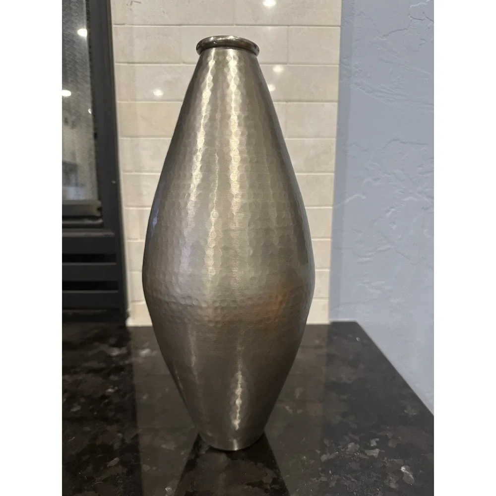SAS Living Hammered Metal Bud Vase Silver/Champagne 14